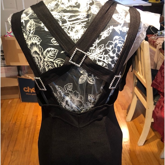 Expo Nite size 12 black vintage 90’s dress w/silver embellished stretch - Picture 7 of 16